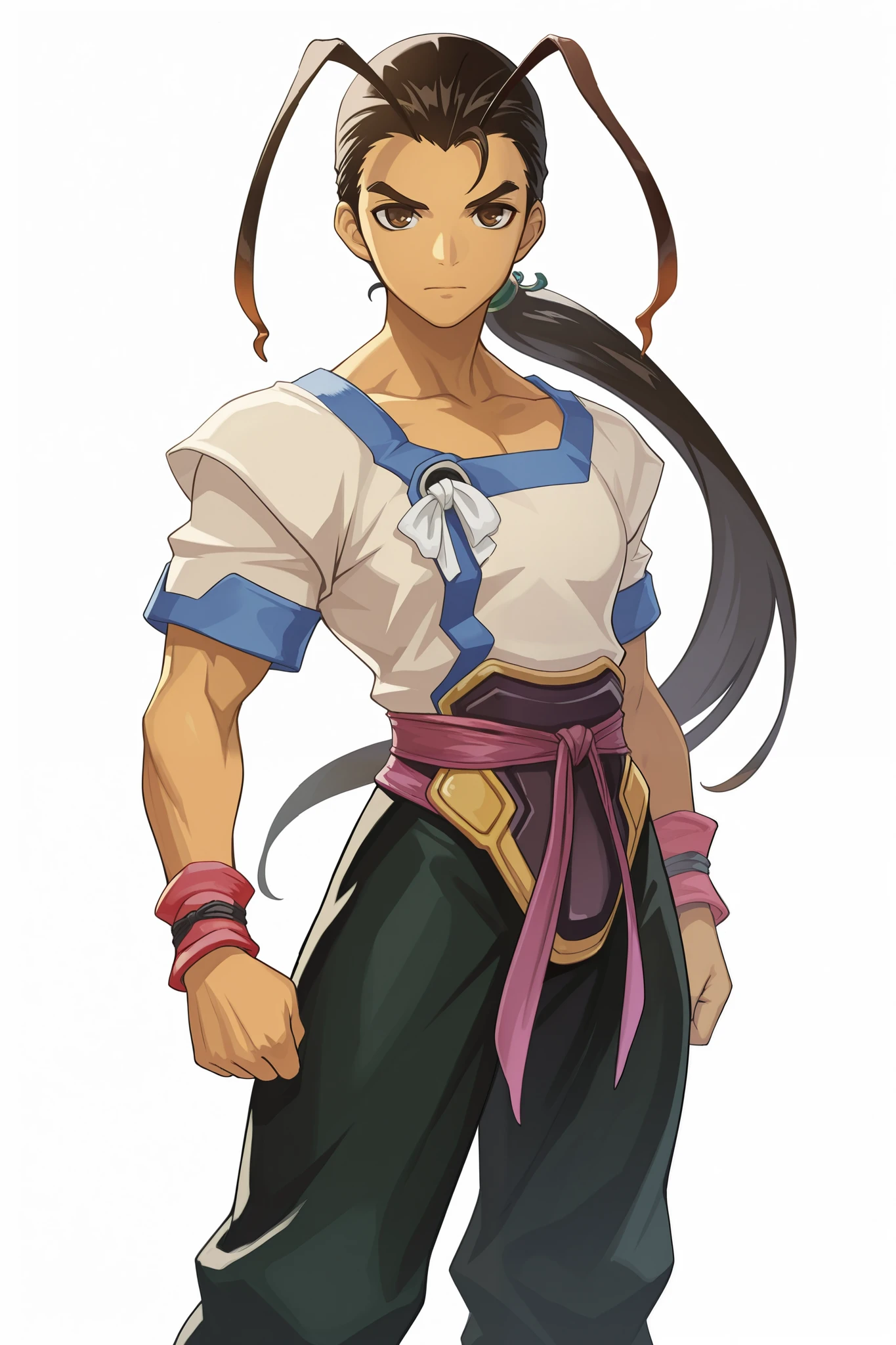 man with long hair, closed eyes, fei fong wong, xenogears