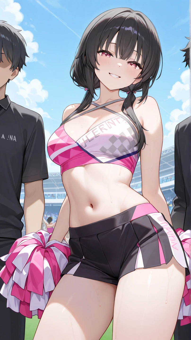 NSFw,((highest quality)), (masterpiece: 1.2), very detailed,(perfect and beautiful posture:1.2),(fullbody shot:1.3,Solo,mature man),(short cut hair),(flat chest:1.4), ((confused,embarrassed and blush:1.3)), shyness:1.1, (Sweaty, sunburned skin:1.3), (tight Sports White bra, short Pleated blue sporty miniskirt:1.3),(erect nipples:0.3),navel out,(fake smile:1.5), ((stand upright:1.5)),earrings,necklace,lips, steaming body, show teeth,midriff,At midnight,outside, black long socks,skneakers,thick red lips,drooling,excessive cum,skinny,outdoor,navel out,(tight thigts,legs crossed),heavy breathing,looking at viewer,mouth open a little,(chubby),tears,slit,((in the crowded Night park,cum dropped on legs:1.4))