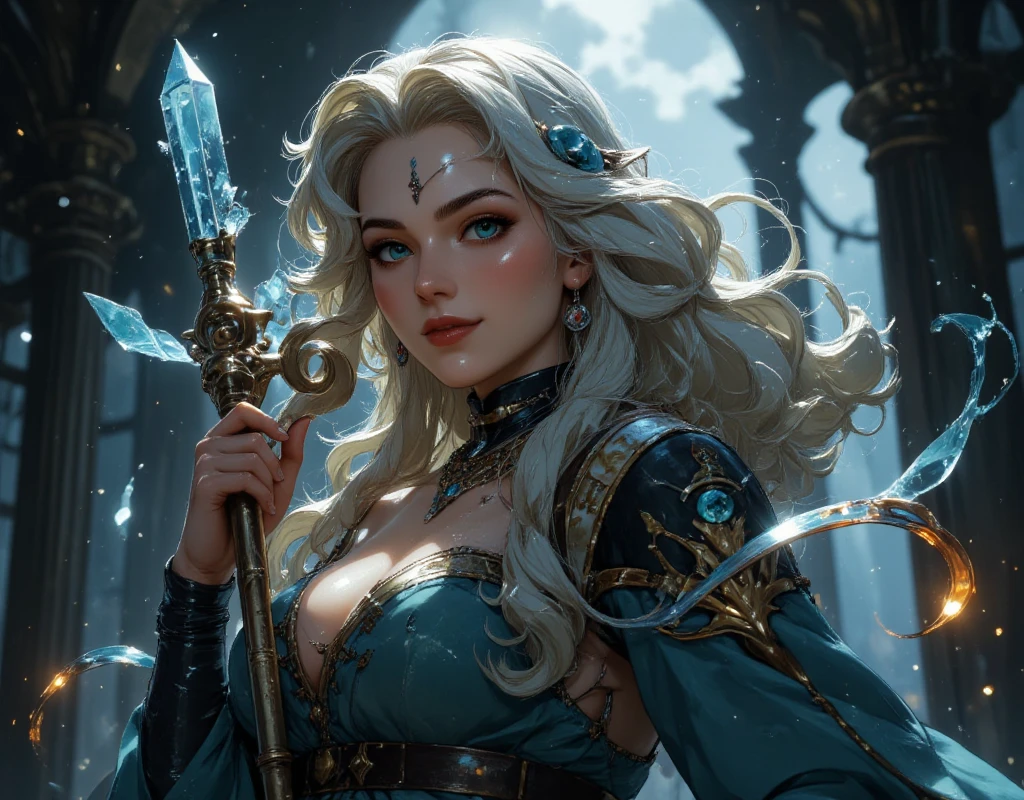 ((( cowboy shot ))), ((illustration)), ((floating hair)), ((chromatic aberration)), ((caustic)), lens flare, dynamic angle, , (1girl), white hair, blue eyes, (witch), (((Blue hat))), white hair, long hair, young, (robe) , armsupport , (beautiful detailed eyes), (magic circle:1), (Blue fur trimmed cloak), (((coniferous forest:1))), (The ruins of the collapsed castle), ((beautiful detailed glow)), (lighting particle), high close up, highly detailed, center frame, sharp focus, looking at viewer, (((masterpiece))), (((best quality))), ((ultra-detailed)), , (Wandering Witch: The Journey of Elaina), ((cinematic lighting)), ((overexposure)), (expressionless), blank stare, ((sharp focus)), , ((extremely detailed)), colorful, hdr, (anime screeshot),