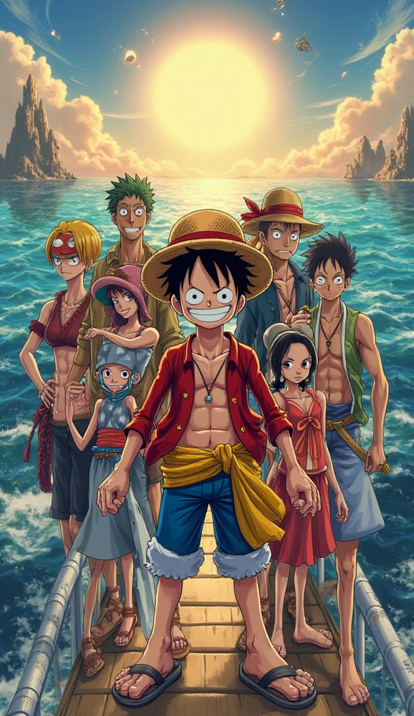 Realistic one piece nakama members, human image 
