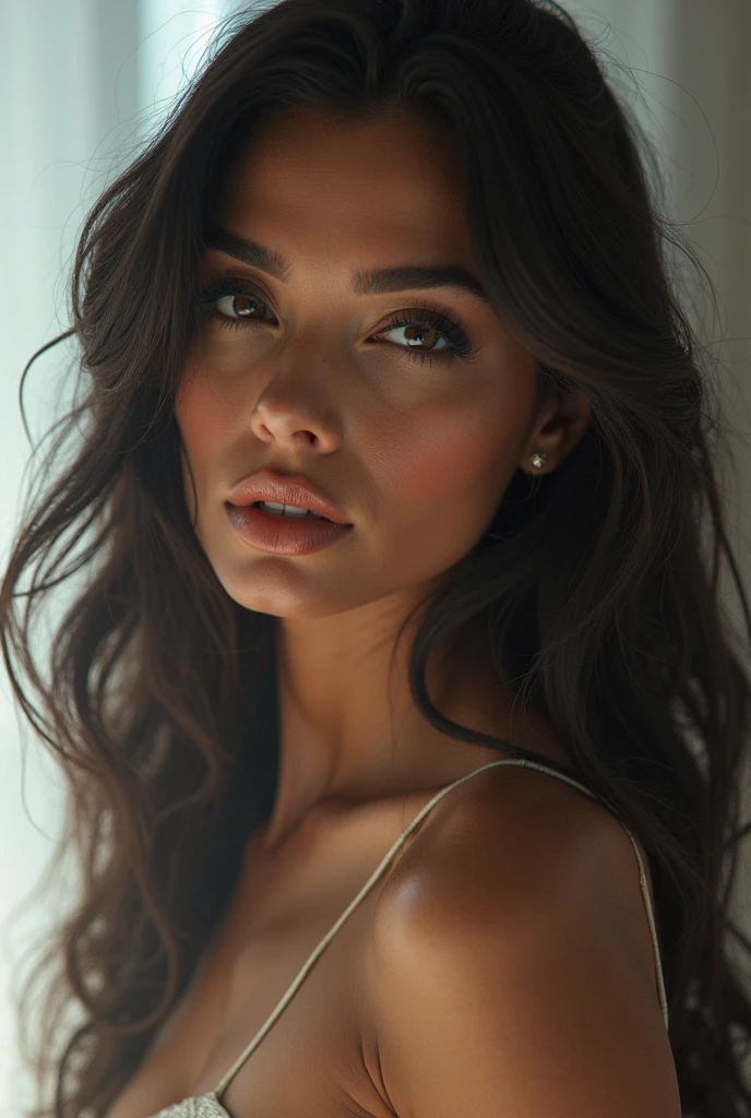 gorgeous russian girl in, age19, Solo, long medium hair, Colossal , Looking at Viewer, black hair,sexy face, black eyes, front pose, Realistic, depth oF Field, F/1. 8, 85mm, Medium shot, mid shot, (((proFessionally color graded))), bright soft diFFused light, (volumetric Fog), trending on Instagram, hdr 4k, 8k