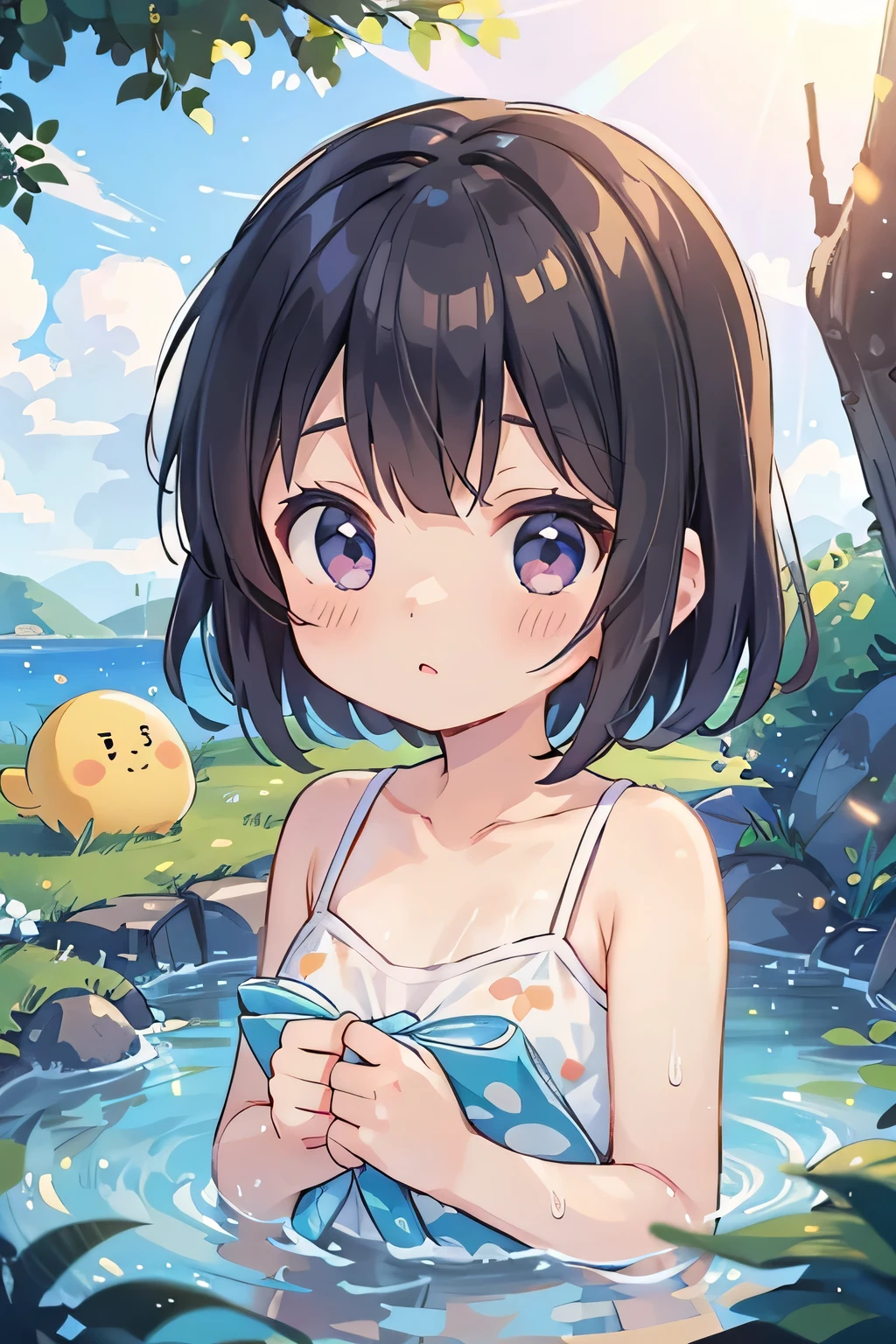 best quality、high resolution、(high image quality:1.4)、masterpiece、detailed background、very detailed face、detailed eyes、age beauty、(huge breasts:1.3)、(Normal number of fingers:1.3)、anatomically correct、perfect body line、Sunny summer day、fun atmosphere、an innocent smile while basking in the sun、A ruffled swimsuit and rash guard、
(Three girls having fun in a huge water park:1.5)、(on the waterslide:1.5)、
has a big smile while brushing wet bangs with your fingers after jumping into the pool、in the wave pool, surrender yourself to the swaying surface of the water while being taken by small waves and have fun、when big waves rush in, they jump lightly and move happily as the water moves、cute