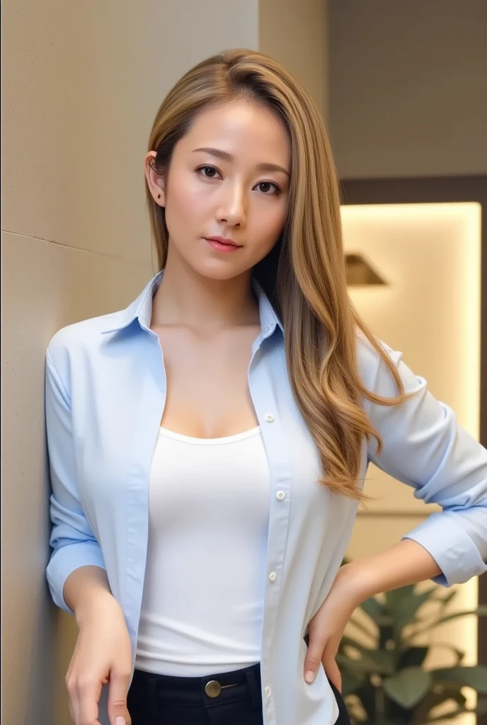 [Whole body] professional, (4k image:1.1), (sharp focus:1.3), Very detailed, have on (tight shirt:1.2), beautiful detailed face, sparkling blue eyes, long and blond hair, high heels (attractive young woman:1.3), (:1.1), (blush:1.1), pear body shape, perfect hands, natural , Wide . --Sexy body --Prominent   --Details, Whole body, a lot of femininity, tempting, gorgeous, sensual pose, Musa, --unreal engine 5. [unclothed].
INFO,
