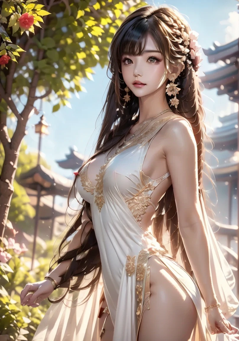 (masutepiece:1.Photoreal Stick:1.4, 8K), top-quality, masterpiece, 超A high resolution, Professional camera work, Grow Light Effect, Realistic portrait, Cinematic Light, Highly detailed skin and facial texture:1.3, The ultra-detailliert, A detailed eye, Detailed limbs, autumn night, Precincts of the shrine:1.2, Autumn foliage scenery:1.2, 1girl in, Cute sexy 22 year old slim woman, Fair skin, ((Natural smile:0.9, Totally captivates you:1.0)), (Backshots, Calm pose), ((accurate shrine maiden costume)), ((voluptuous breasts:0.9)), (Beautiful blue eyes, Eyes that feel beautiful eros:0.85), Sexy face:0.4, (A mouthfeel that feels beautiful eros:0.85), ((Too cute beauty:0.9))
