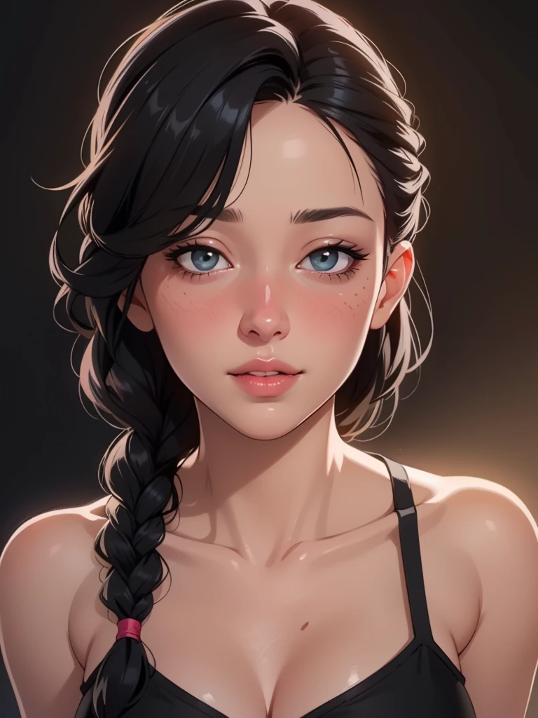 best quality,ultra-detailed,realistic,photorealistic:1.37,highres,portrait,beautiful,small,fair-skinned,black-haired,braids,naked girl,naked very very small breasts,naked vagina,Lolita,Jugendzimmer,soft lighting,delicate details,subtle shadows,gentle expressions,warm color tones,vivid colors