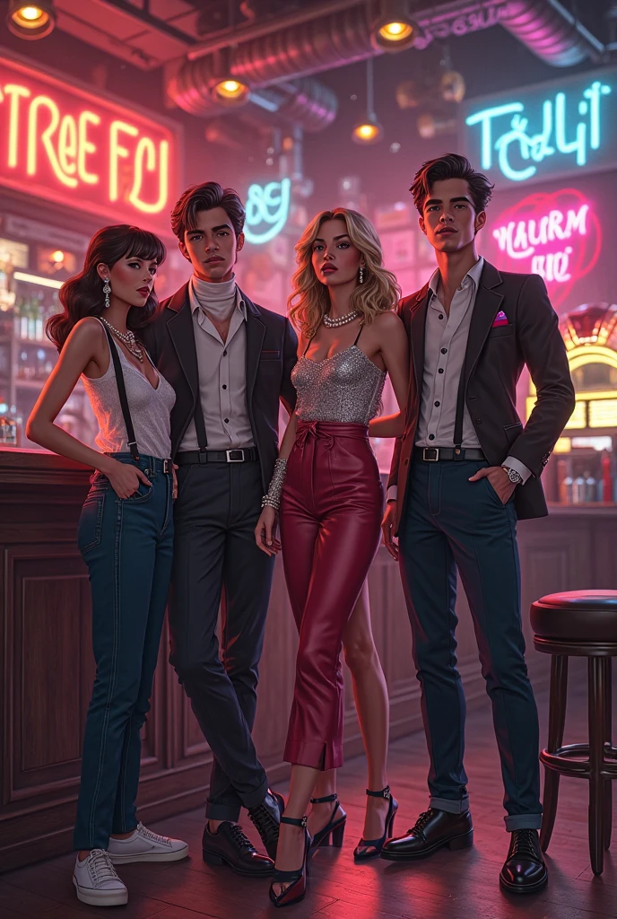 the poster of the first trailer of the film, protagonizada por tres mujeres sexys frente al horizonte de una ciudad, movie imagen promocional, por Wayne Inglaterra, arte clave, arte promocional, por John La Gatta, por Seb McKinnon, Neon City in the background, cartel oficial, cartel promocional, 8k fashion shoot, imagen promocional, Neon jungle, por Derek Zabrocki