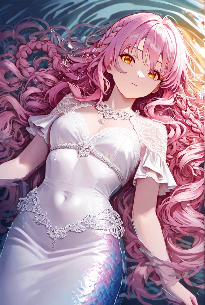 (masterpiece, high quality, best quality, 4k, 8k:1.4), 1girl, solo, pink hair, brown eyes, double-parted bangs, long hair, (mature female, mature:1.2), mole under eye, hoop earrings, revealing dark dress, detailed face, beautiful detailed eyes, beautiful detailed lips, extremely detailed face, long eyelashes, intricate details, soft lighting, soft color pallette, perfect anatomy