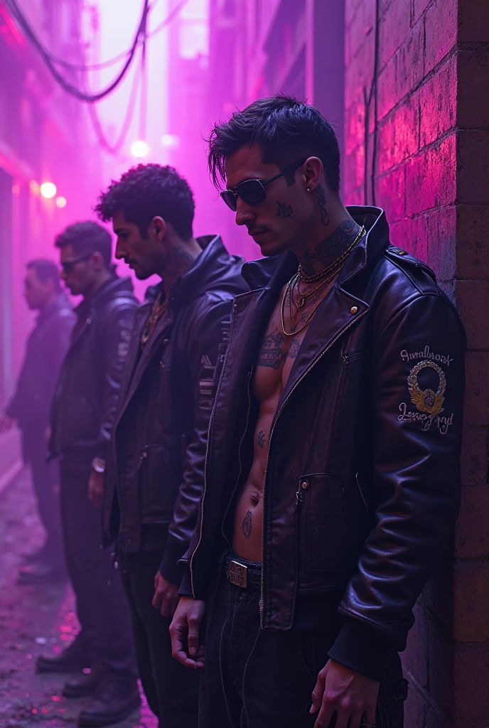 Young handsome cute white skin soft skinny beautiful in a cowboy bar sitting with 3 handsome men next to him one speaks to his ear and another touches his butt from the side