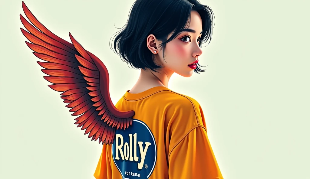 Create a Disney-style poster featuring a female character 22 years old, long hair, thin dark brown, hitting her knee, branca, olhos castanhos, Dress Half, fazendo compras no supermercado.