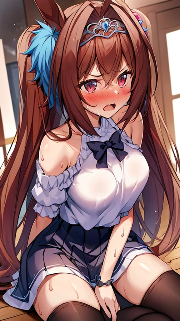 One Woman、Cute Woman、plump thighs、Best image quality、High resolution、masterpiece、super high quality、Spread your legs、Black bra、Black panties、I can see her panties、とてもBig Ass、Blushing、4K quality、Thick thighs、Big Ass、Squat with your legs apart、Blushed、Big Breasts、Proud face、Wearing black stockings、bed、Spread your legs wide、Ridiculously big、Very big ass、Low angle shot、Breasts that are too big、Sweaty all over、Heavy breathing、My breasts are bouncing up and down、heart、Sticking out tongue、Lower body close-up、Panties in the hands