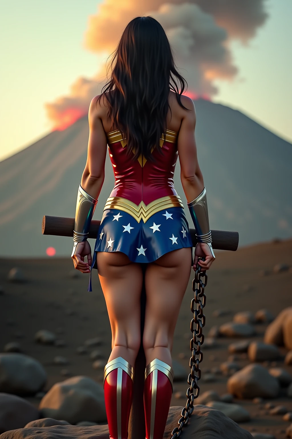 sexy age 18yo wonder woman wearing the tape project bondage harness costume cameltoe pussy-thong pussy-wedgie
realistic skin detail
(nsfw)
masterpiece
dynamic theatrical lighting
rainstorm, stormclouds, pouring rain, puddles
very large breasts overflowing her tight bra
(perfect anatomy, perfect proportions, tanned, bikini line)
(ultra-candid creepshot action pictures of pornstar young wonder woman in a warzone with collapsed buildings and debris rubble)
she should be wearing sexy latex ultra-skimpy wonder woman costume designed with blue star spangled pussy-thong bondage harness cameltoe micro-bikini
she should have ultra-dark eyeliner mascara and eye-shadow smoky eyes make up
she wears red pvc patent vinyl 6 inch high-heel stiletto knee-high boots.
concrete and steel detritus in desolate collapsed building concrete debris and rubble,
her pussy should engulf her latex front thong
dripping wet. wetness should be dripping and flying off of her body
wild HAIR blowing in wind, explosions everywhere, lasers everywhere
oiled sweaty dirty glossy grimy body
running, walking, blocking. hiding
huge explosions and fire fill the sky behind her an apocalyptic warzone like a scene out of a DCU movie
(ultra-pussy-wedgie, bare midriff, oiled, greasy, dirty, bruised, bloody, battlescarred sweaty, grimy)
(climbing over the camera)
front view, back view, side view, view from above, view from below, slow shutter-speed
perfect greasy oiled slightly chubby cellulite ass
low angle candid voyeur pussy view crotch shot
perfect greasy oiled slightly chubby cellulite ass