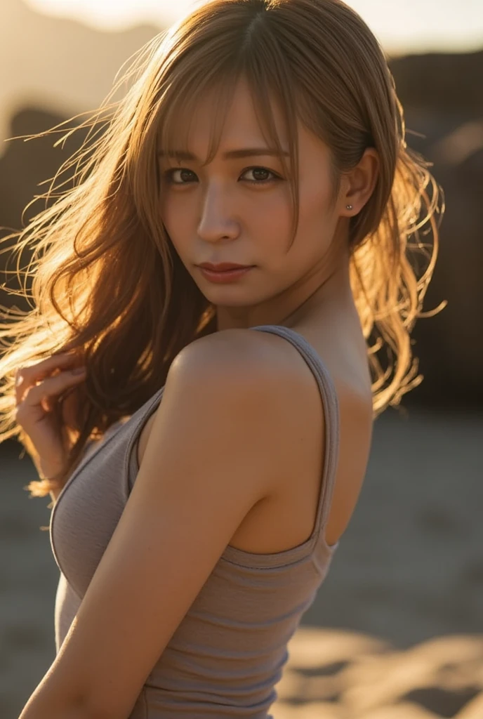 ((Highest quality, Tabletop, Ultra-high resolution、The most complex and detailed depiction))、(Bright lighting:1.1)、(Beautiful woman:1.1)、(Very light wavy hair:1.5), 8k, masterpiece, RAW Photos, Highest quality, Realistic, extremely detailed CG unity 8k wallpaper, Written boundary depth, Cinematic Light, Lens flare, Ray Tracing, (Very beautiful face, Beautiful Lips, Beautiful Eyes), Exquisitely detailed face, ((Highly detailed skin)) One Girl, In the Dark, Deep Shadow, cute japanese gal, 1 girl, (スリム slender fit-muscled body:1.3), ((View your audience)),(Big smile:1.3), (Midnight, Dark Night, (Neon Signs), (Blurred Background), Dim Light), (No people in the background:1.3), Beautiful earrings,, necklace, Clear Eyes, walk , Front shot:1.8, (Big eyes), look forward to, (Full Body Shot), Open the navel, (View your audience:1.3), Mid-chest, (Camel Toe), Thick thighs, Turn back, (White Leather Bikini), ((Color Bikini)), (Tight Bikini), Ultra Micro Bikini 1.8,Blonde meshウェーブヘア:1.8,Grey Eyes:1.8,long and voluminous lashes:1.5,Sunburned skin:1.8,Large, narrow eyes:1.9,Shut your mouth.:1.9,voluminous curly hair:1.8,Blonde mesh:1.8,Tight waist:1.5,Round and beautifully shaped butt:1.5,Large pupils:1.5,Tear bags,Transparent double eyelids,Model pose:1.5,Embarrassed look:1.5,Low-rise panties:1.8,Thong Panties:1.9,