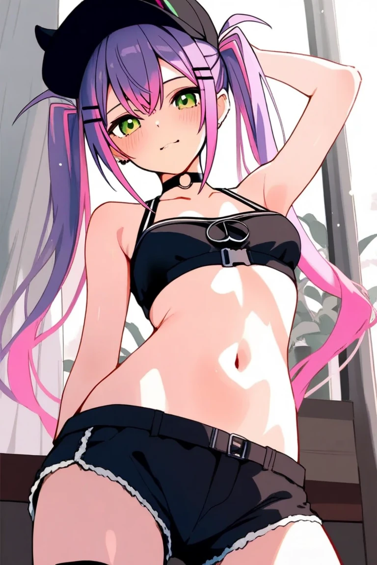 choker, (graffiti:1.5), paint splatter, arms behind back, against wall, looking at viewer, armband, thigh strap, paint on body, pink wing, head tilt, bored, multicolored hair, headset,slim body pink polkadot bubble design, psycho, cool pose, left crab arms, zooble, cool sit pose, abstract triangular shapes, clown vibe, no emotion, no sooul,Masterpiece, Best quality, 8K, Cinematic light,tchibi, 1girl,full bodyesbian,Russian,extra very short hair, ((rainbow hair)), ((micro thong)), ((aqua eyes)), intricate eyes,beautiful detailed eyes,symmetrical eyes,ponytail,(pointed ears),round frame glasses,wide hips,Pouting expression, cute, ((thigh_strap)),anime girl,(((liquid paint hair:1.1))), lustrous skin:1.5,bright skin: 1.5,skin tanned,shiny skin,very shiny skin,shiny body,illuminated skin,wet skin,long pigtails, twin pigtails, school girl skirt, open shirt, unbuttoned shirt, shirt unbuttoned and open exposed breasts, embarrassed, chest out, exposing breasts, bare legs, long legs, thick legs, tiny frame, small breasts, breasts out, showing, tiny uniform, shown, embarrassed expression, tsundere, breasts out, breasts exposed, navel, flashing, grabbing shirt open, grabbing shirt open to expose breasts, both hands gripping shirt, hands gripping shirt, grabbing shirt apart, femboy, otokonoko
(nsfw:0.55), ((flat chested, flat stomach, baby face)), (intense colors),