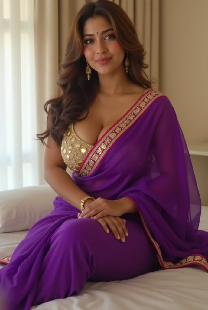 extremely sexy indian sugar mommy, super model, house wife, 45 years old powerful milf, sexy , laying in bed for sex, wearing indian saree