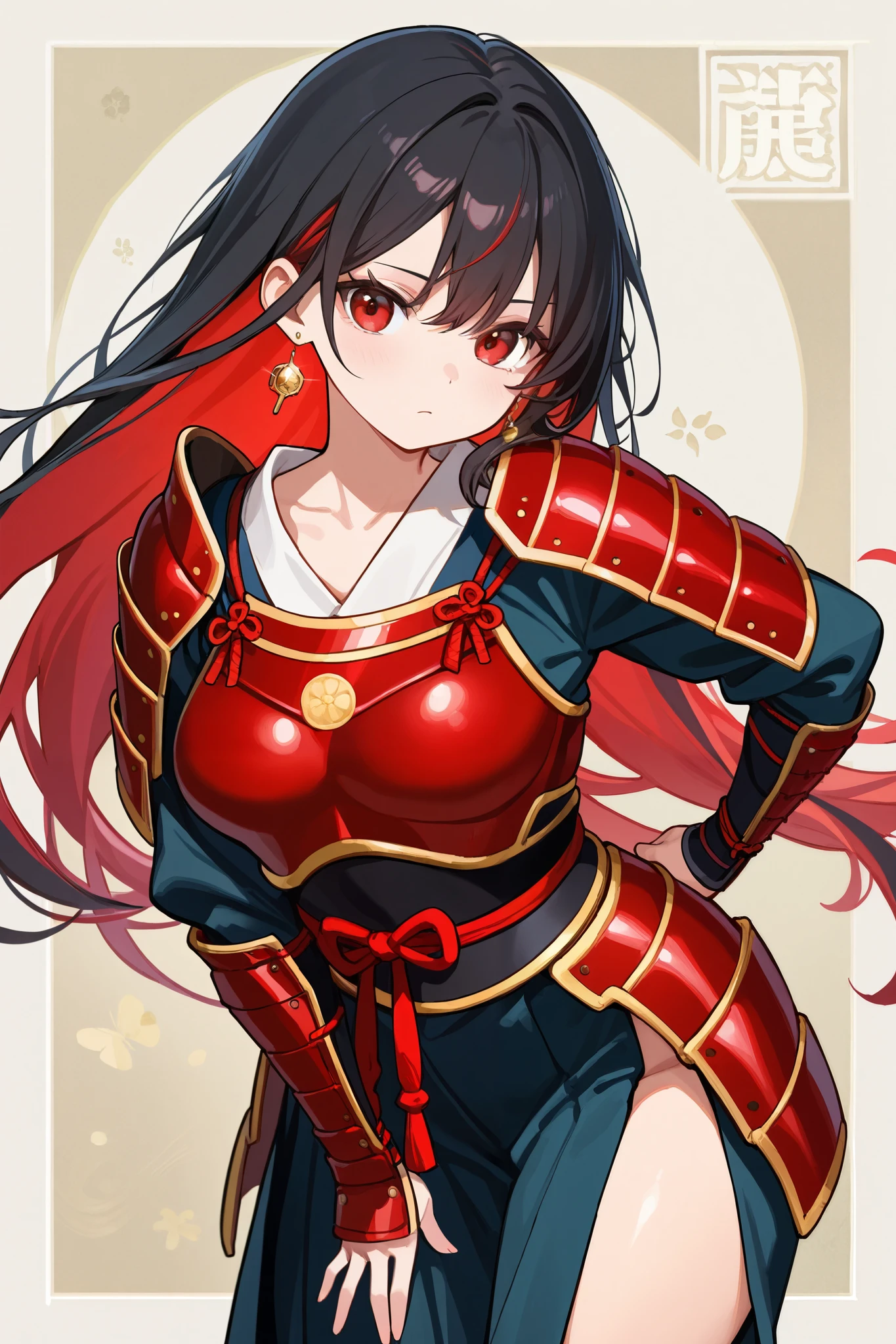 Anime girl in red and black outfit with long hair - SeaArt AI