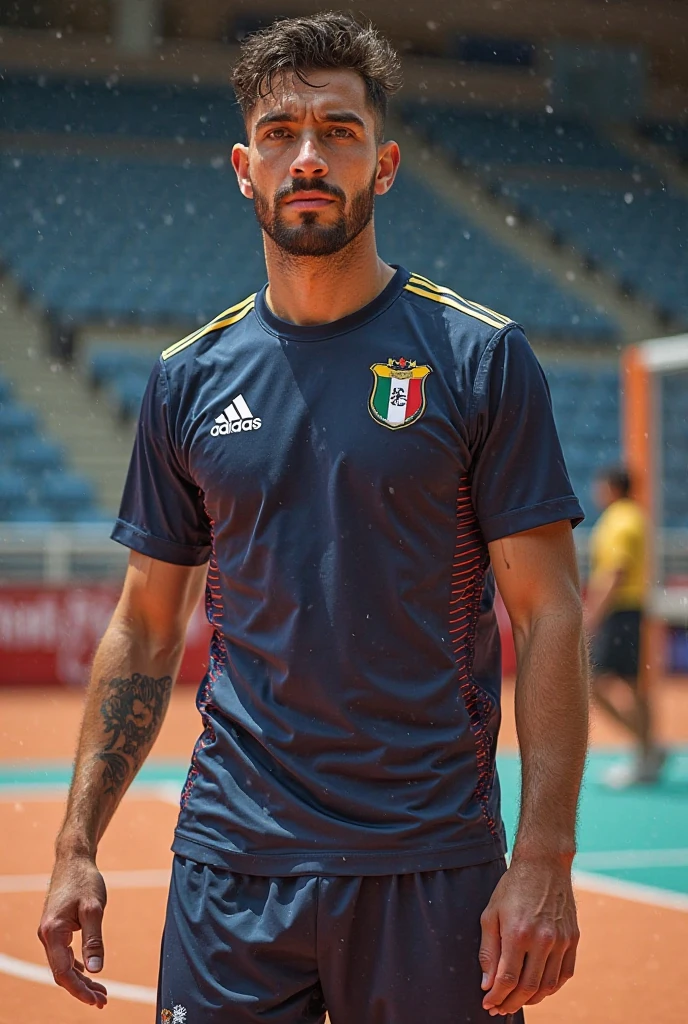 Create an Italy uniform with elements of Italian culture and with a wolf but not in the middle of the shirt 
