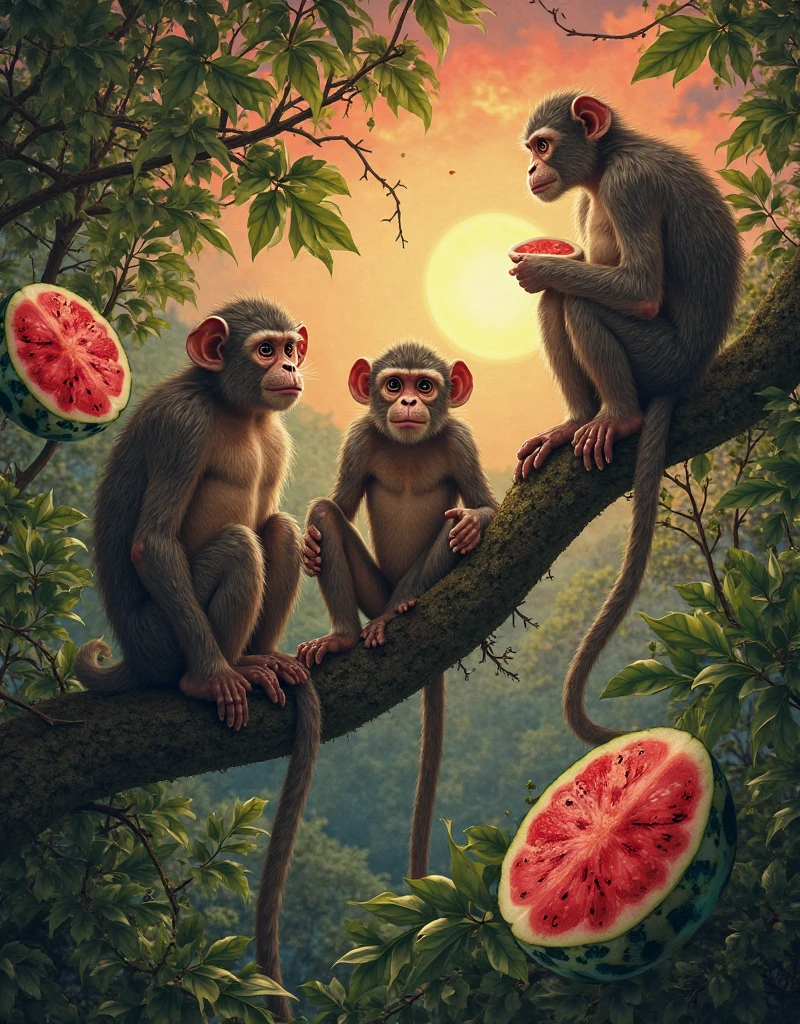 Monkey next to peaches