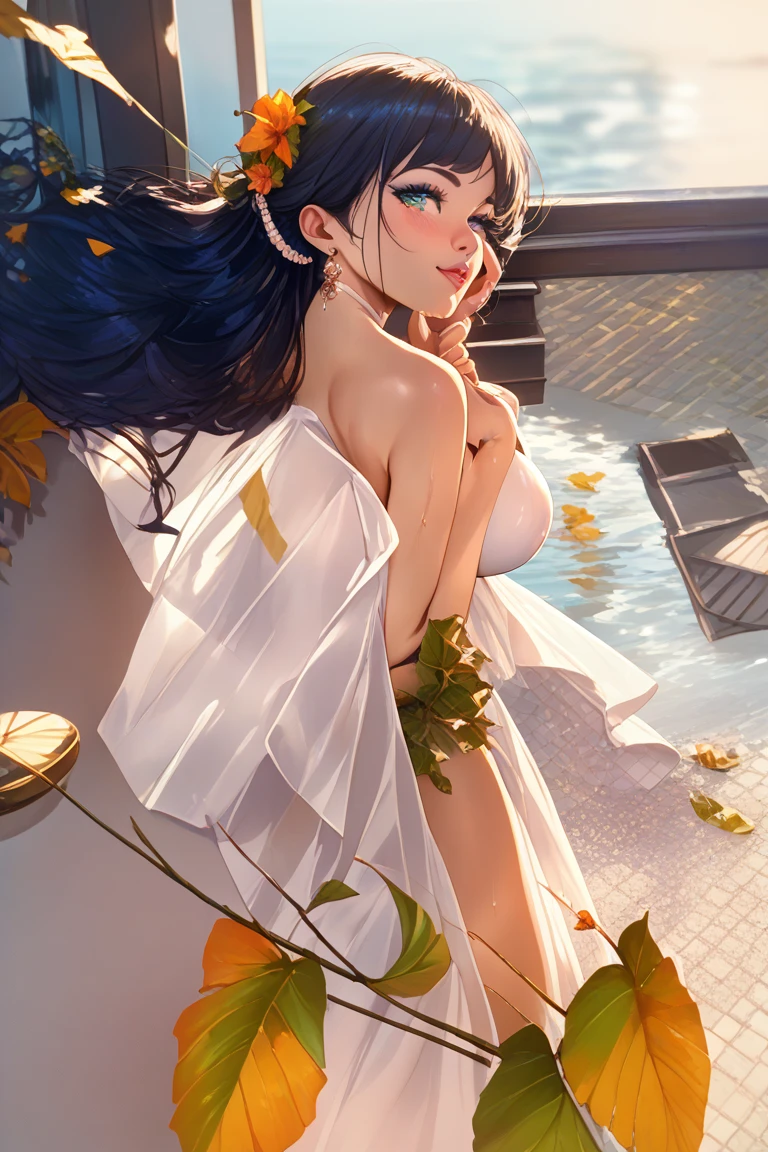 (from above:1.2),18 year old beautiful girl,Purplish blue eyes that dreamers desire,(Blonde hair) , small stature, (masutepiece:1.2, Best Quality),(finely detailed beautiful eye: 1.2),(beautifull detailed face),(perky chest:1.1),(pointed chest:1.2),(cakes magazine cover:1.5),(Best Illumination, extremely delicate and beautiful),sexy pose,make a cocktail , in a bar counter,Ultra Contrast,Braid a little around the ears, White long dress, (very detailed),(Raw photo, highest quality),(realistic, Photoreal:1.3), high detail, very detailed complex 3D rendering of face, (very detailed skin:1.2), dynamic angle, fire glow effect, professional lighting, side light, cinematic light, a super high resolution, 8K , best shadow, particles of light, Fine skin texture, detailed face, intricate details, Super detailed, shine, Please reconsider, full body,, beautiful face, shiny skin, thin, nice companion, delicate body, thin legs, naked apron, ((crawl on all fours:0.4)), beautiful back, butt, turn around, A picture from a little behind, bend the body, the skirt is floating in the wind, Dark purple panties, thin Pubic hair ,(with sparkling eyes and a contagious smile), open mouth, highest quality, high resolution, Real World, Natural light, perfect Natural Light, ((the tip is protruding, areolas protruding,The shape of the pubic area is clearly visible:1.2)),Sweating,Wet,Wet crotch,Wet thighs,Realistic, (cute, perfect clothes, skimpy clothes, cute: 1.3) ,narrow waist,(with sparkling eyes and a contagious smile:0.9),looking at viewer,