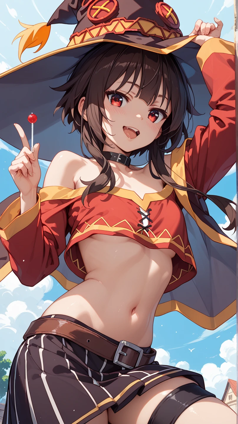 One lady,12year old,(() ,((())), (()), (())((I'm opening my mouth)),((micro skirt, micro bikini and short cloak))(A smile),,(A dark-haired,),((Fantasy,Moon Night))((Clothes are torn))