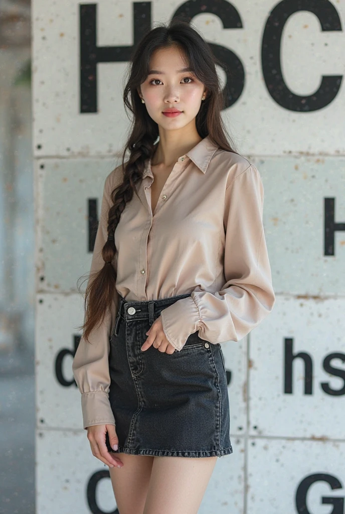 ulzang-6500-v1.1,(RAW photogr:1.2), (Photorealistic:1.4), Beautiful Meticulous Girl, Very detailed eyes and face, Beautiful detailed eyes, absurderes, unbelievable Ridiculous, hugefilesize, ultra - detailed, A high resolution, The is very detailed,best qualtiy,tmasterpiece,,illustratio,The is very detailed,CG,unified,8k 壁纸,Amazing,finely detailled,tmasterpiece,best qualtiy,greatly detailed的 CG unified 8k wallpapers,light in face,cinmatic lighting, 1girll, 16 years old,Long white hair,lateral division,(large tities),((No panties)),(wears glasses),(((dynamicposes))),(((sexyposture))),(Half-body),((White pantyhose)),(((Apricot skirt wrapped around hips))),White color blouse,eyes looking at the lens,Hands hidden behind your back