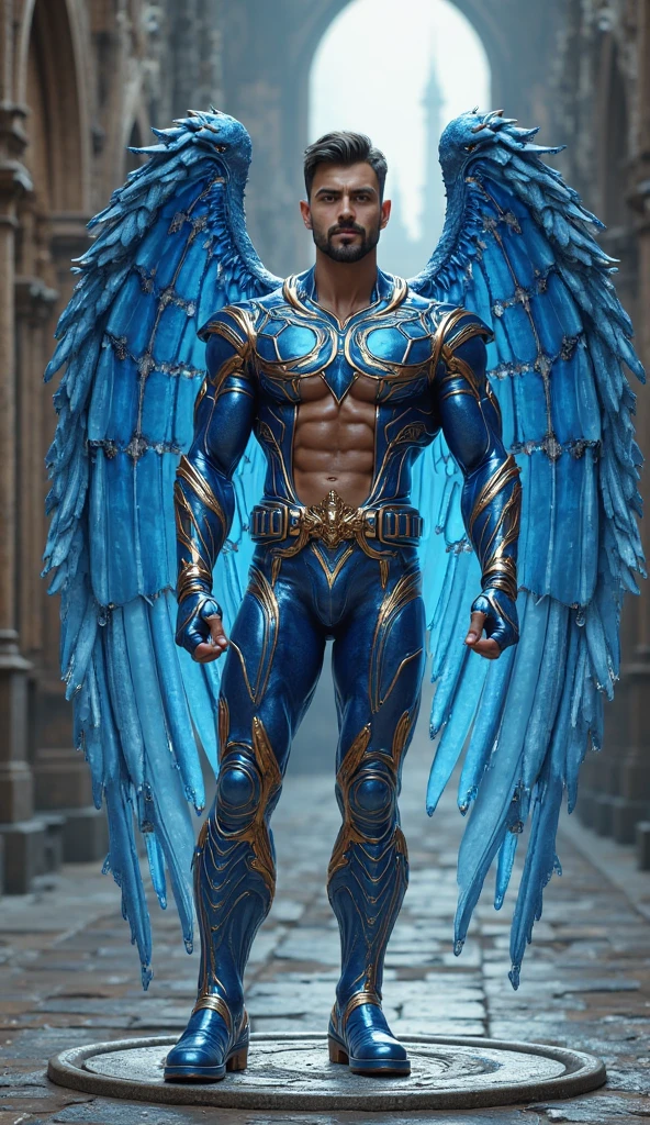 Black Fairy Beautiful Male Black Man with Blue and Orange Details, Large Wings, Forest in the Background, Vibrant Colors, Full Body, Detailed Face, Detailed Hands, Detailed Legs, Detailed Fingers, Detailed Hair, Detailed Eyes, Detailed Skin, Lush Vegetation Blurred Background, Vibrant Colors, Lush Light, Soft Light, Sunset Light, Smooth Light, Symmetrical, Full Body, Reflections, HDR Dynamic Lighting, 8K Resolution, cinematic film, smooth, sharp focus, realistic, strobe light beams, ((blurred background)):1.7, (((depth of field)) ):1.8, cinestill 800t 35mm, high quality, heavy grain, high detail, cinematic composition, dramatic light, anamorphic, ultra wide lens, hyperrealistic --auto