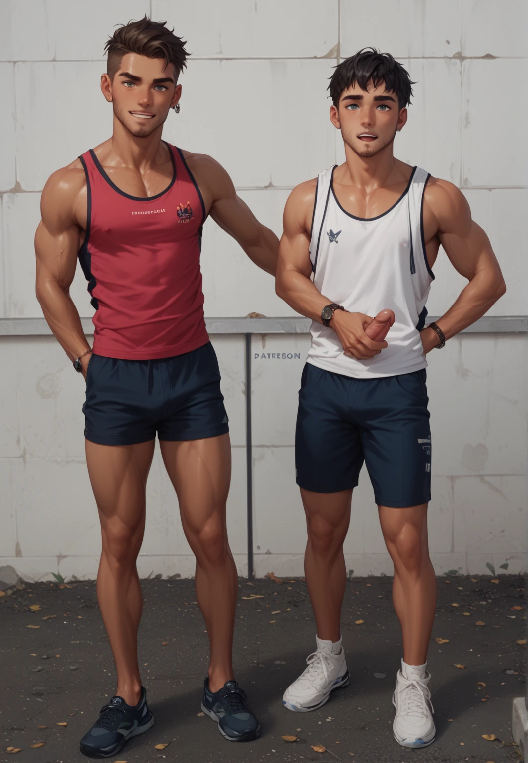 White socks worn by muscular men。
