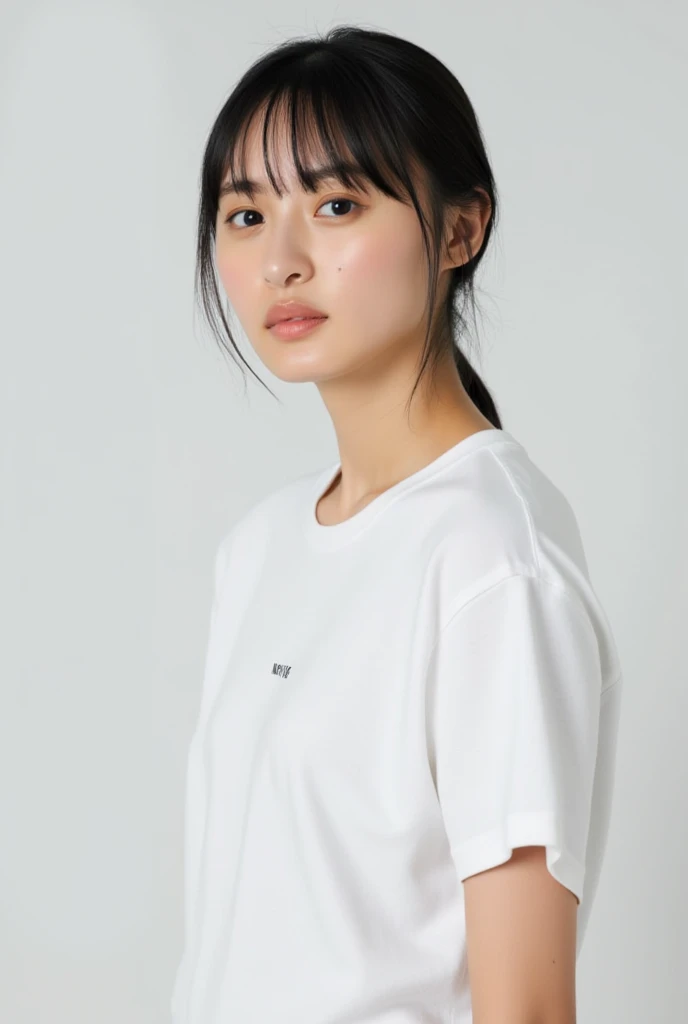 masterpiece、一人のBeautiful woman、detailed face、fine eyes、cute woman、fine skin、highest quality、Japanese、常に真frontageを向く、background white、28 years old、I'Iは黒無地の半袖Tシャツを着ています、shy smile、brown fluffy hair、soft light、Beautiful woman、bright look、(Are standing)、frontage、small breasts、(Keep your upper body facing straight ahead......),Wearing a long plaid skirt , full body shot、So that the whole body is reflected、background white、bob hair、keep your chest straight ahead、black t-shirt、I'Iは黒無地の半袖Tシャツを着ています、The background is a white wall、I'Iは黒の半袖Tシャツを着ています、