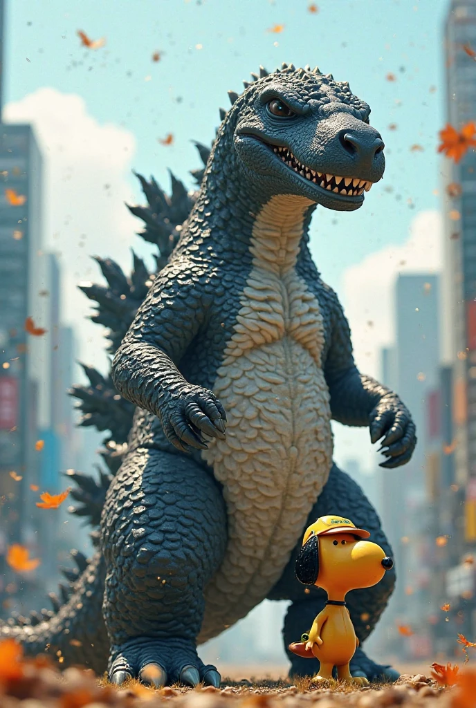A giant mechanic pingouin, cartoon, apocalypse scene, Kaiju