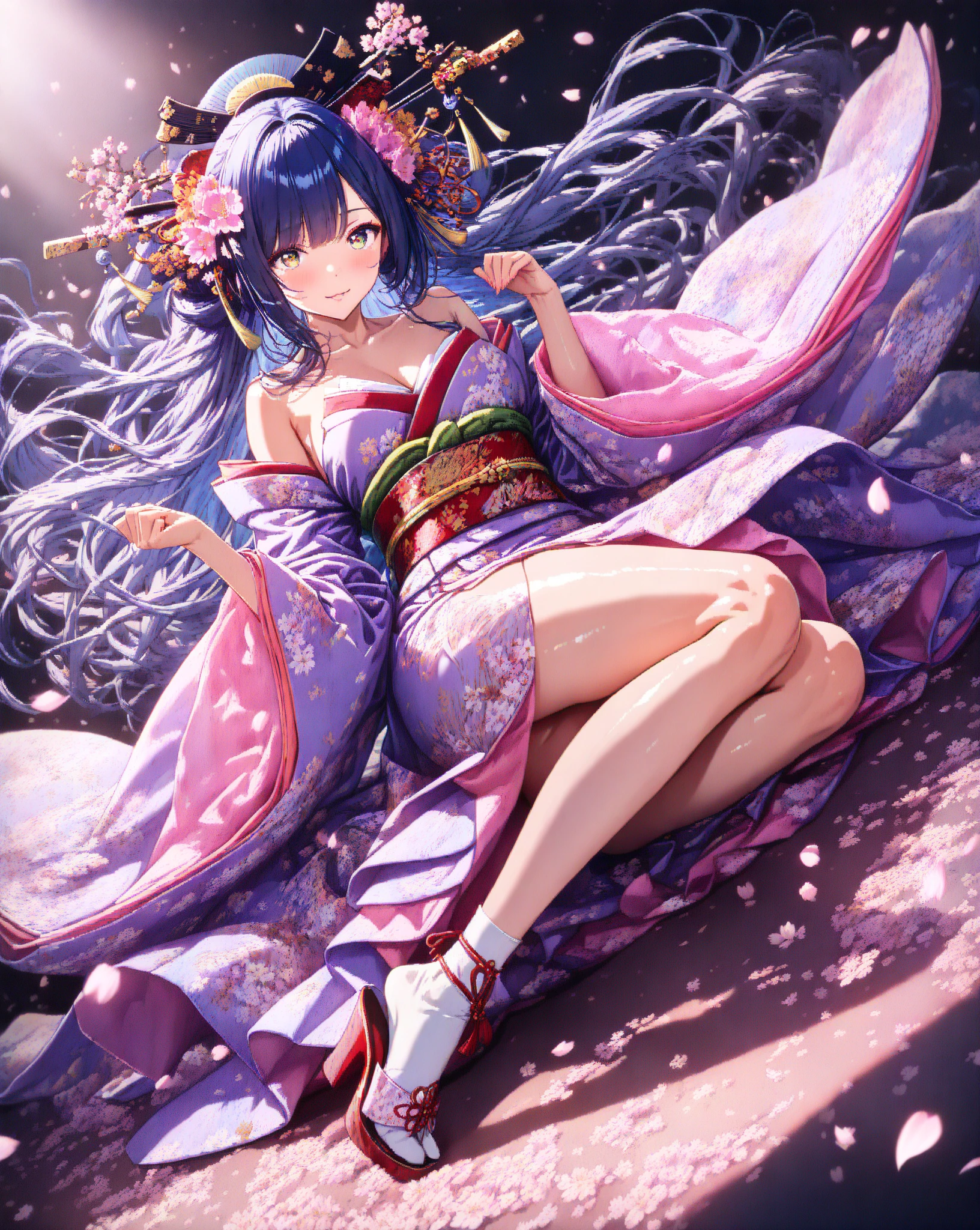 masterpiece,best quality,silk stockings,short skirt,kimono