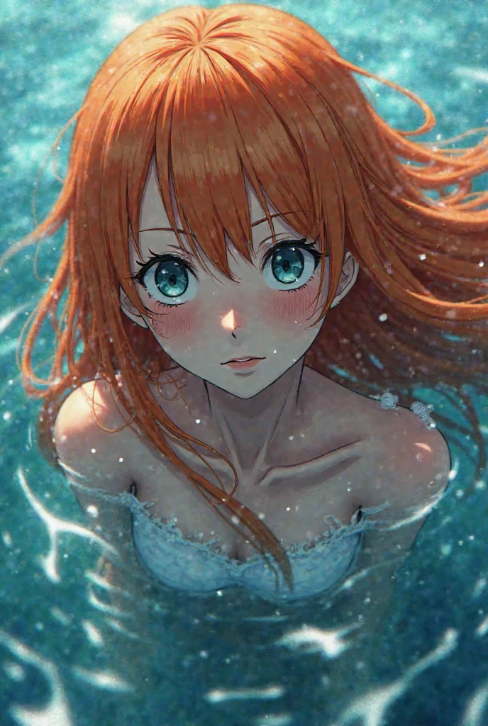 Description: 1smiling girl with long blonde hair and red dress in an underwater landscape. The scene is captured with the camera almost on the surface of the river, looking down. The water is clear and translucent, with autumn leaves floating as the wind blows strongly, making the leaves fly around.
Environment: The landscape is extremely green, full of trees, villages and mountains, with a giant tree standing out in the background. The seas are reflective and the flora creates strong shadows. The sky is extremely blue, with white clouds.
Lighting: The lighting is extremely strong, alternating between light and shadow, with special focus on the color green. Use ray tracing reflections and RTX to perfect the sunlight that illuminates every woman, making her hair and dress transparent and creating bright reflections.
Technical Details: Use Unreal Render, Octane Render and HDR to ensure quality in 8K UHD. Emphasize realistic skin details such as visible pores, and add lomography and film grain effects. The volumetric mist adds an artistic touch.
Additional Elements: Add colorful mushrooms, flowers and butterflies to create a fantastic atmosphere. The shadows and lights should be intense to reinforce the feeling of strong wind. Colors should be vibrant and vivid.
Observations: The image should depict only woman and nature, without any human construction. Emphasize the transparent red dress and the strong colors present in the scene.