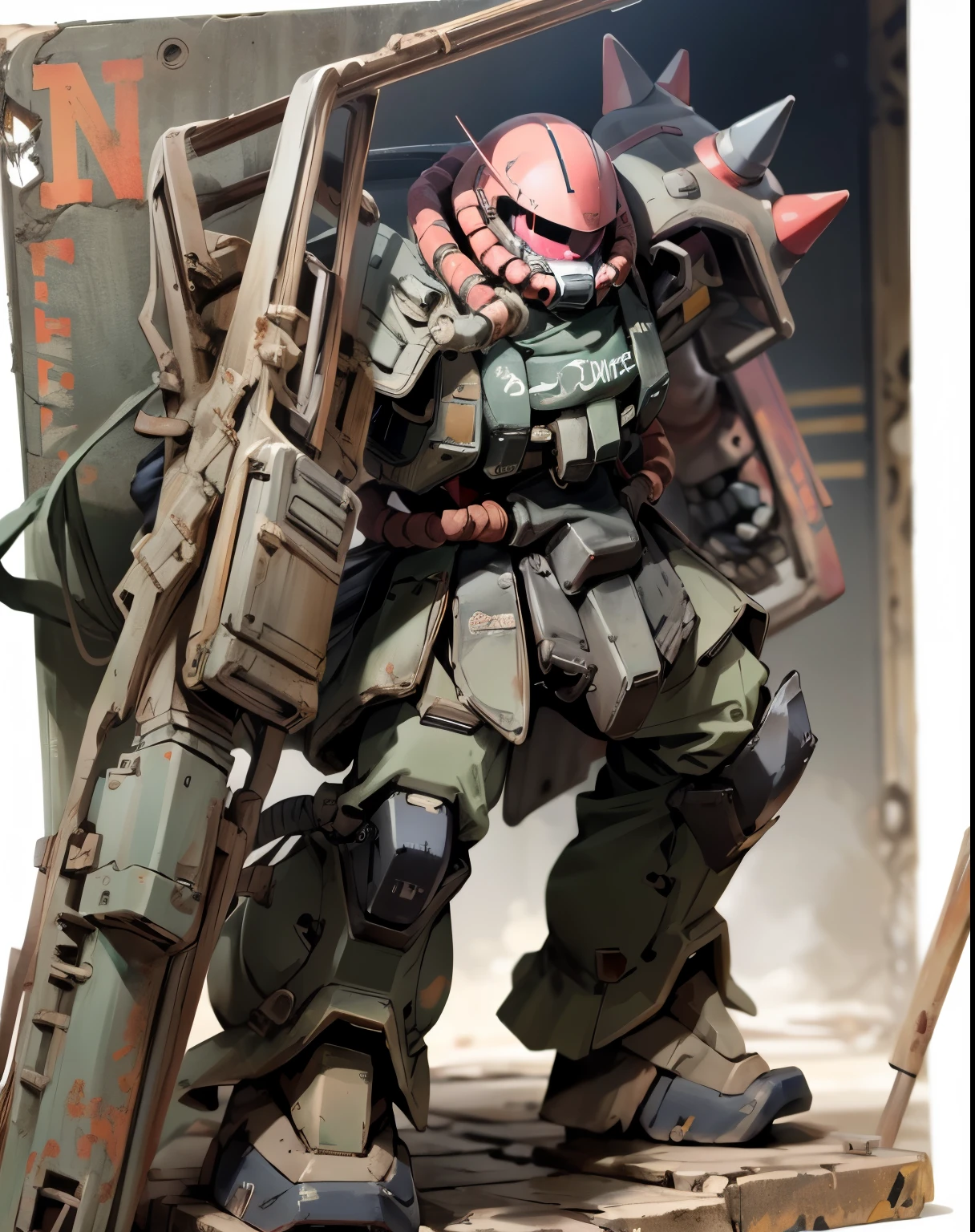Zaku、Zaku， stylish man wearing armor、 dynamic pose 、 BLACK COLOR、Three bodies lined up 