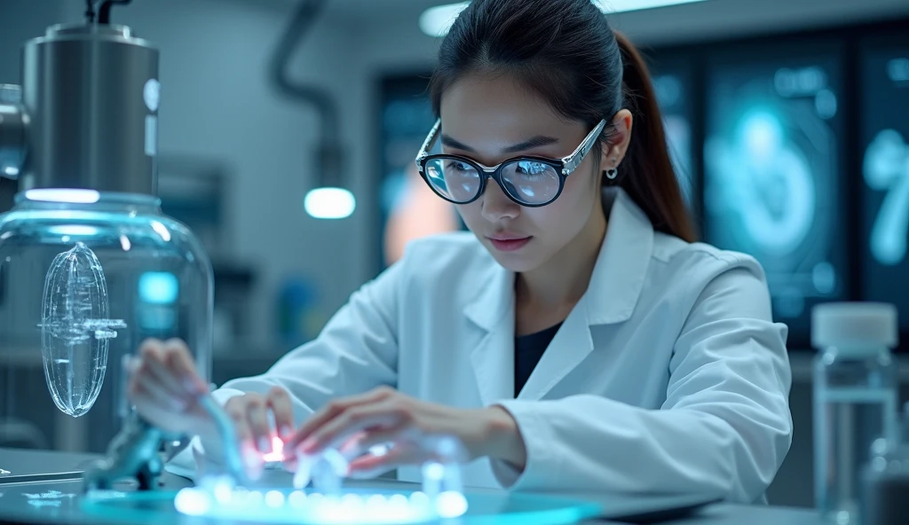 a scientist working on the computer
