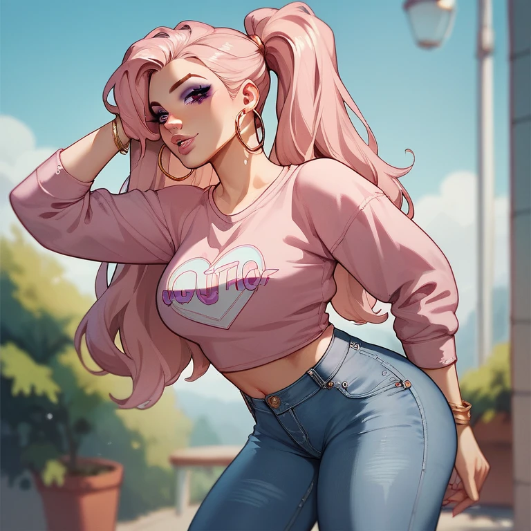 (((Masterpiece))), extremely realistic, vivid details, extremely detailed, 4k, Ultra hot babe walking on a streets of new york, ((ultra hot babe 1.5)), she is small  European girl, blonde hair, she is  fitness model, (fitness model), she has ripped muscles and ultra accentuated booty, (small curvy and lifted accentuated booty), (round booty),((squat down)) she is walking down a street in busy street of new york, (detailed background), (depth in field 1.5), she has small natural breast and she is smiling, (happy 1.3), she has beautiful flowy hair, (wavy hair), her body is perfect 10,she is girl, fitness model, ultra perky booty, ((perfect underbooty 1.5)), she is wearing skin tight jyoga pants and white t-shirt, (black choker), full body pic, (realistic human skin:1.6), ultra detailed skin texture, detailed background, (girl focus), PBR Textures,Super Resolution, Multi-layer Textures, Sunny day,pink yoga pants,