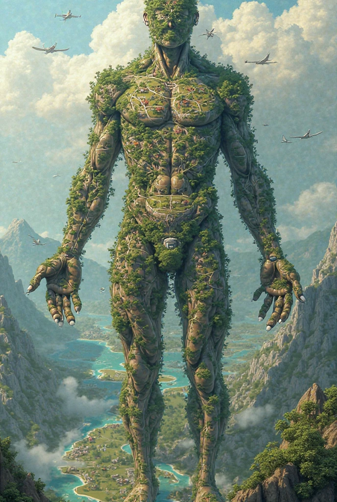 (good structure),high dynamic range,ultra high definition,8k,Wooden giant,Giant Clan, bare tree, beard, blue sky, branch, cloud, cloudy sky, day, facial hair, male focus, mountain, nature, old, old man, outdoors, palm tree, plant, sky, solo, tree,Incomplete body,beard