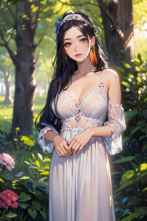 (masterpiece, top quality, best quality, official art, beautiful and aesthetic:1.2), (1girl), extreme detailed,(fractal art:1.3),colorful,highest detailed,upper body, [lace],[jewelry],[flower],[[butterfly]],