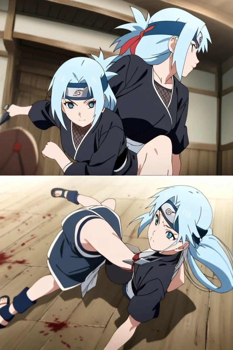 blonde girl, graceful figure, The face is very delicate, lie on the floor, Another woman is observing her