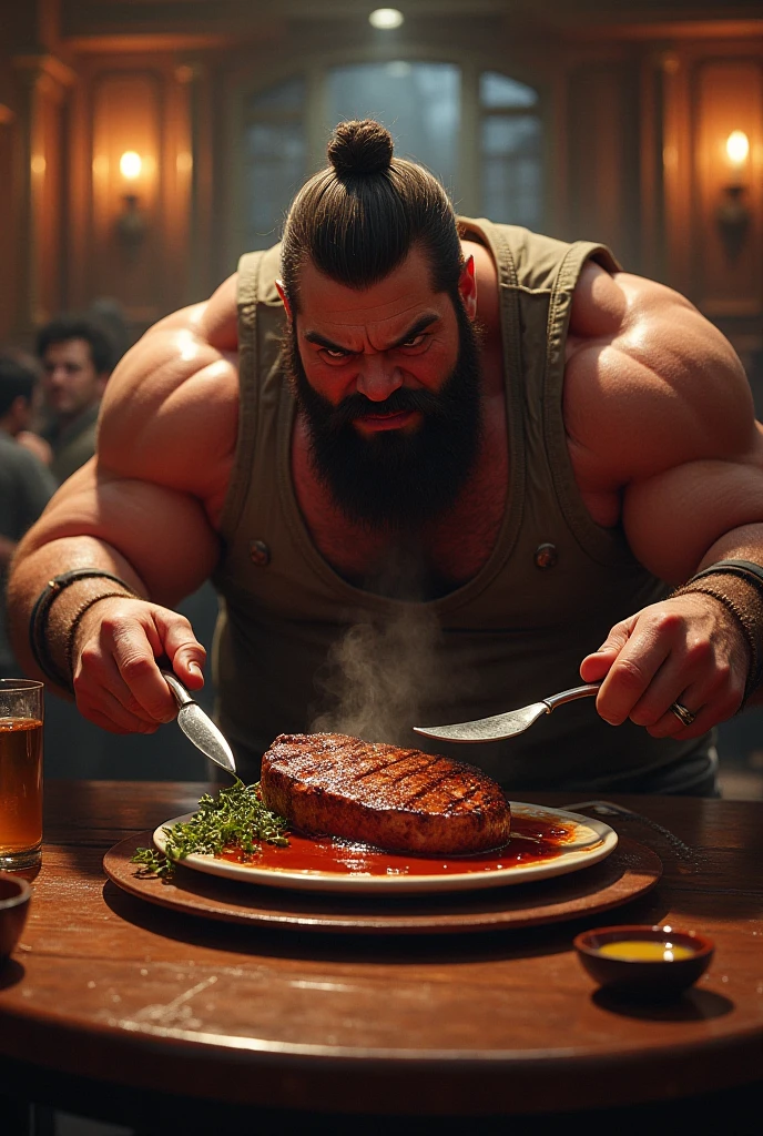 person eating meat