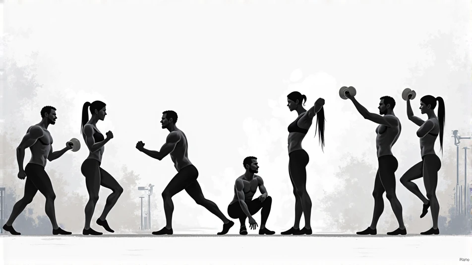 A dynamic duo of fitness enthusiasts, silhouetted against an orange plain background, engage in an intense training session. With vectored lines defining their sleek black forms, the man and woman embody the essence of strength and agility. Their focused expressions convey their determination and commitment to their sport. The man's broad shoulders and muscular frame are emphasized by the woman's lithe and toned figure, creating a perfect balance of power and grace. The training scene is filled with a sense of motion and energy, capturing the spirit of their dedication to their fitness journey.