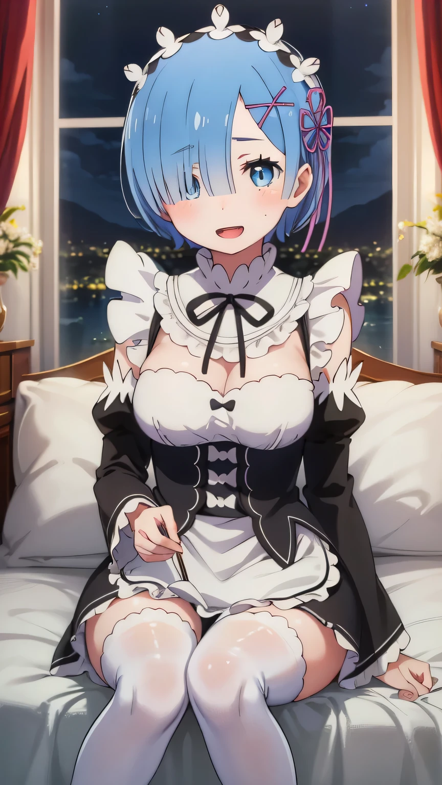 (masutepiece, Best Quality, hight resolution, nffsw, Perfect Pixel, depth of fields, 4K), Beautiful anime girl, Perfect body , ,(cum on body:1.6) , (bukkake:1.6), , Eft_ReZero_Rem, rem (re:zero), blue hair, , blue eyes, roswaal mansion maid uniform, short hair, maid, hair over one eye, hair ornament, breasts, detached sleeves, ribbon, x hair ornament, cleavage, hair ribbon, , maid headdress, pink ribbon, , parody, , neck ribbon, frills, bangs, black ribbon, (large boob:1.2) ,, ,,nsfw,(ecstasy:1.3) ,(slut:1.2),(vulgarity:1.3),(fucked silly:1.1),(steam:1.1),(wet:0.8),(trembling:0.8),(tears:0.7) ,(drooling:0.6),(sweat:0.8), wince,(orgasm:1.5), {{{{{knees to chest}}}}} ,,{{{{{from directly above}}}}},{{asymmetrical docking}},{{boy's lower body}},{{{{girl's face and nipples and navel}}}},{{navel forcus}},{{{{pov}}}},{{{very close to viewers}}},,{excessive cum, intercourse with a man,full body,,,from front,{cum bussy}, hetero, cum, socks,[dakimakura(medium)],{{girl's liying on back}},faceless male,looking at viewer,{{facing viewer}},hetero,on bed,1girl and 1boy,nsfw,{{single picture}}, girl's hands down, girl's arms behind back, hands out of frame,,,,, (1 boy:1.8),,(hardcore,sex:1.8),
