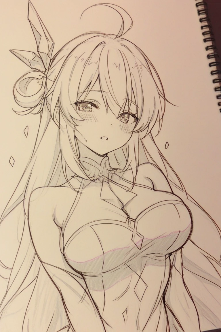 highest quality, masterpiece, Monochrome, Traditional Media,  One girl, Big Breasts， ＪＫ, Seductive Face， The words &quot;free women&quot; are written，target eye，comics，Pencil drawing，