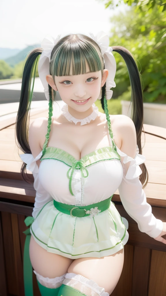 masterpiece, 8k, arafed image of a woman in a brown dress with green hair, lace embellished blouse, RAW photo, (pony tail:1.2), smile, photo quality, extremely detailed artgerm, beautiful alluring woman, style artgerm, artgerm on artstation pixiv, artgerm lau, like artgerm, range murata and artgerm, artgerm style, girl cosplay