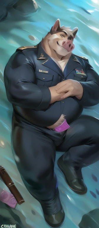 Masterpiece, high quality, Great detail, giant penis, raised and wide. a woman, , hugging him, With Uniform, sad face, using the tongue, legs and arms crossed, short black hair, empty eyes