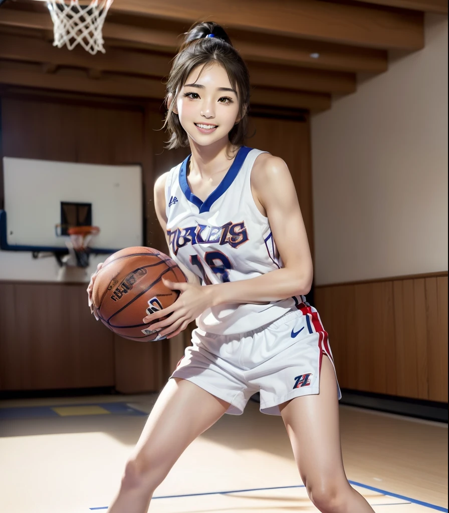 (masterpiece、high image quality、High quality DVD)、(( basketball players、    Athletes))、Japaneseの女性、age 18、perfect body、( basketball playersユニホーム:1.2)、    Low Rise Pants    、Beautiful Legs、captivating、Yuan々intention、smile、  Beautiful Hands 、(  gymnasium、   basketball court)、(perfect anatomy、Beautiful limbs)、      clear     、 pro pics     、(photorealistic:1.6)、(cute:1.6、Japanese)、 ( During the match、ドリブルするbasketball players:1.4)、    shiny skin、almond eye、(full body photo)
