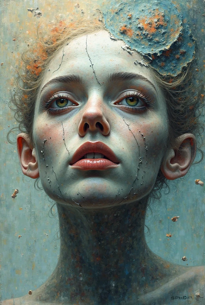 mejor calidad, obra maestra, (realista: 1.2), Dramatic portrait of 1 girl, con enormes ojos realistas, pechos desnuda, pechos erectos, por tim burton, por Agnes Cecile
