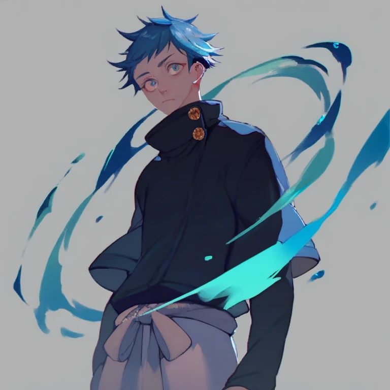 masterpiece, best quality, Tartaglia (Genshin Impact), Gloves, mask, Male focus, 1 boy, blue eyes, black Gloves, Solitary, Orange Hair, Bangs, water, jacket, Hair between the eyes, Jewelry, scarf,