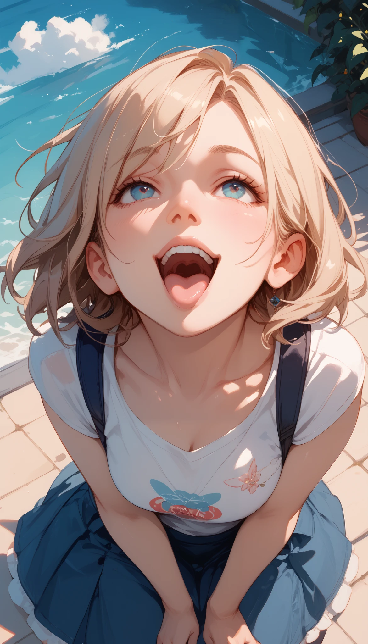Look up and laugh、and looks down from above
