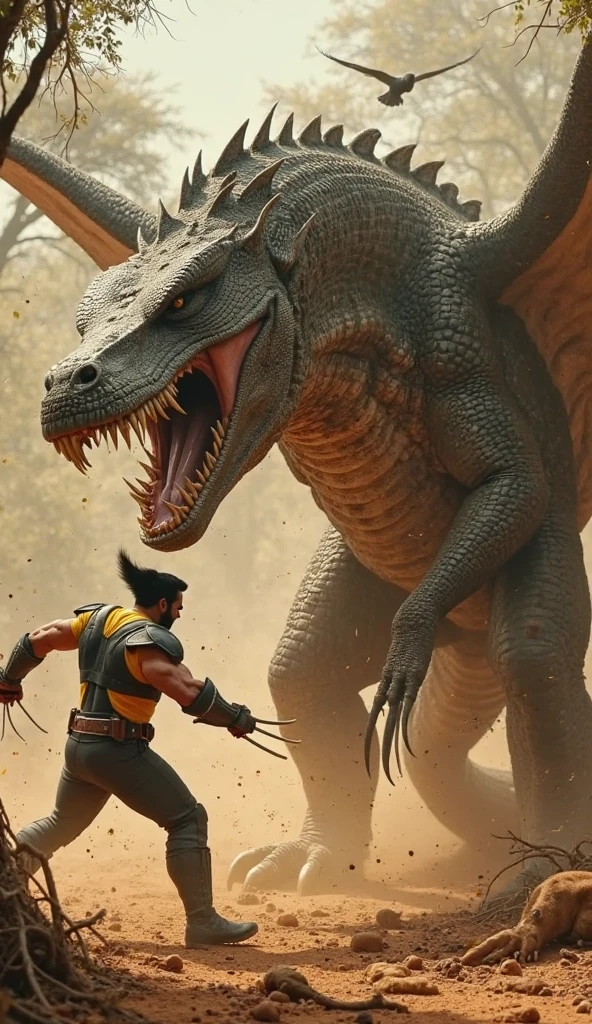 Realistic photos, RAW Photos, hydra, attacks viewer, Powerful movements, jump on prey, ((Dynamic jump)), Sharp Claws, hydra approaching from above, sudden approach, Bad-tempered, dynamic Shot from grand