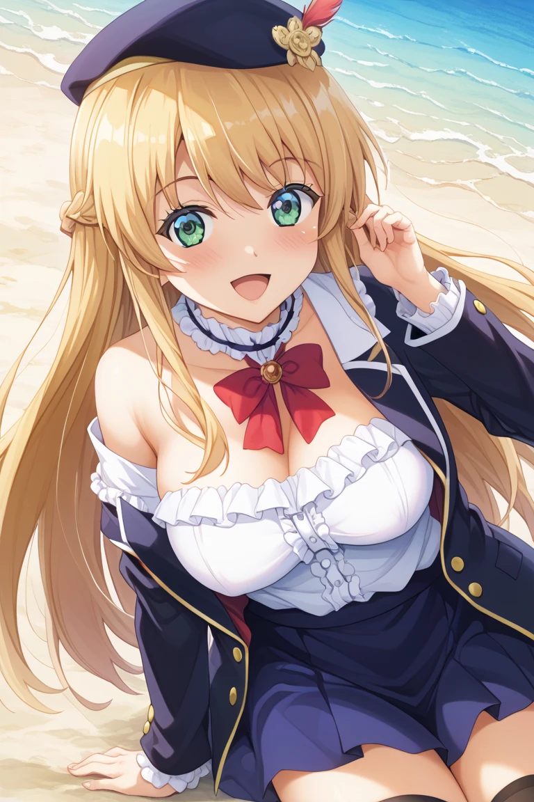 Looking up from a 、pleatedskirt、Short sailor suit、Lower breast、Stay outside、sexy pantie、You can clearly see the shape of the dirty part、The skirt flips up in the wind、Surprised expression、Windy blonde hair,blue eyes