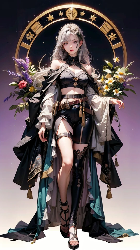 In a very grand scene，The extra-large wide-angle lens captures the appearance of a female centaur。She is tall，It has the ultimate curvy beauty，The muscles are slender and firm，Beautiful lines。She has（Super huge sky blue eyes：99.99），Always with sexy glasses。She wears solemn nun attire，Stepping on a boot-style skyscraper-heel，A pink cross hangs from his chest。（In front of her is a potted plant with a smiling sunflower plant：99.99）。Use Midjourney's advanced tools，Design noble and solemn nun costumes for female centaurs，and highlight her unique physiological characteristics and appearance details，Add realism。And in the background of her prayers，Spectacular views of nature，Such as the sky where storms and sunny days alternate、Brilliant rivers of stars and auroras、The snow-capped summit of Mount Everest、Fireworks in the mountain town, etc。ao mesmo tempo，Away from the hustle and bustle next to the chapel，Create a fantastic scene。Use Midjourney's advanced tools and multiple color palettes、Brush Strokes、Texture tools and model packages，It shows a sense of atmosphere where beauty and charm coexist。The charm of the female centaur is highlighted through color and lines，Enhance realism with detailing，Create a surreal dreamy feeling。Additionally，Use Midjourney's tools to add various exorcism props and books to the female centaur、pergaminhos，Create intricate hairstyles and outfits，Give her a sense of premium。She never flinches，No matter what monster you encounter，can respond quickly，Even the most extreme armies of natural disasters and monsters could not stop her and her front（It exudes the glow of the sun：9.9）Sunflower。Use Midjourney's powerful tools，You can do it with incredible detail and beauty，Bring this ultra-grand and beautiful scene to life。Ultra-grand scenes，super wide shot， hdr，（真实感，Masterpiece quality，best qualtiy），