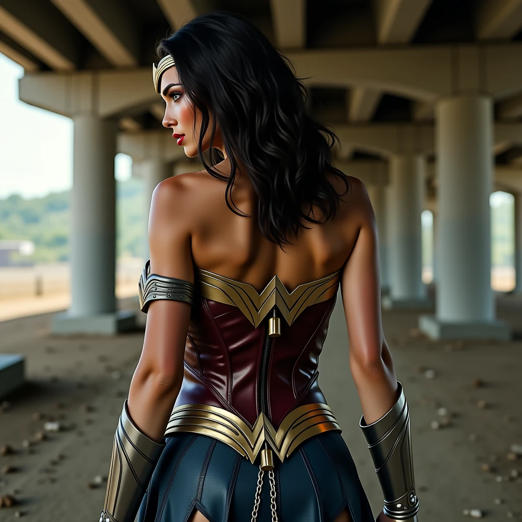 ((masterpiece), (solo character), (photorealistic:1.4), ),(best quality), (epiCRealLife), (g4lg), (g4lg large breasts), (g4lg show cleavages), (Gal Godot in wonder woman costume), (lora:epiCFlashPhoto),(flashphoto), (flash photography) (look at viewers), (sunset), (photoshoot), (wonder woman theme),, (different photoshoot poses), (from behind)